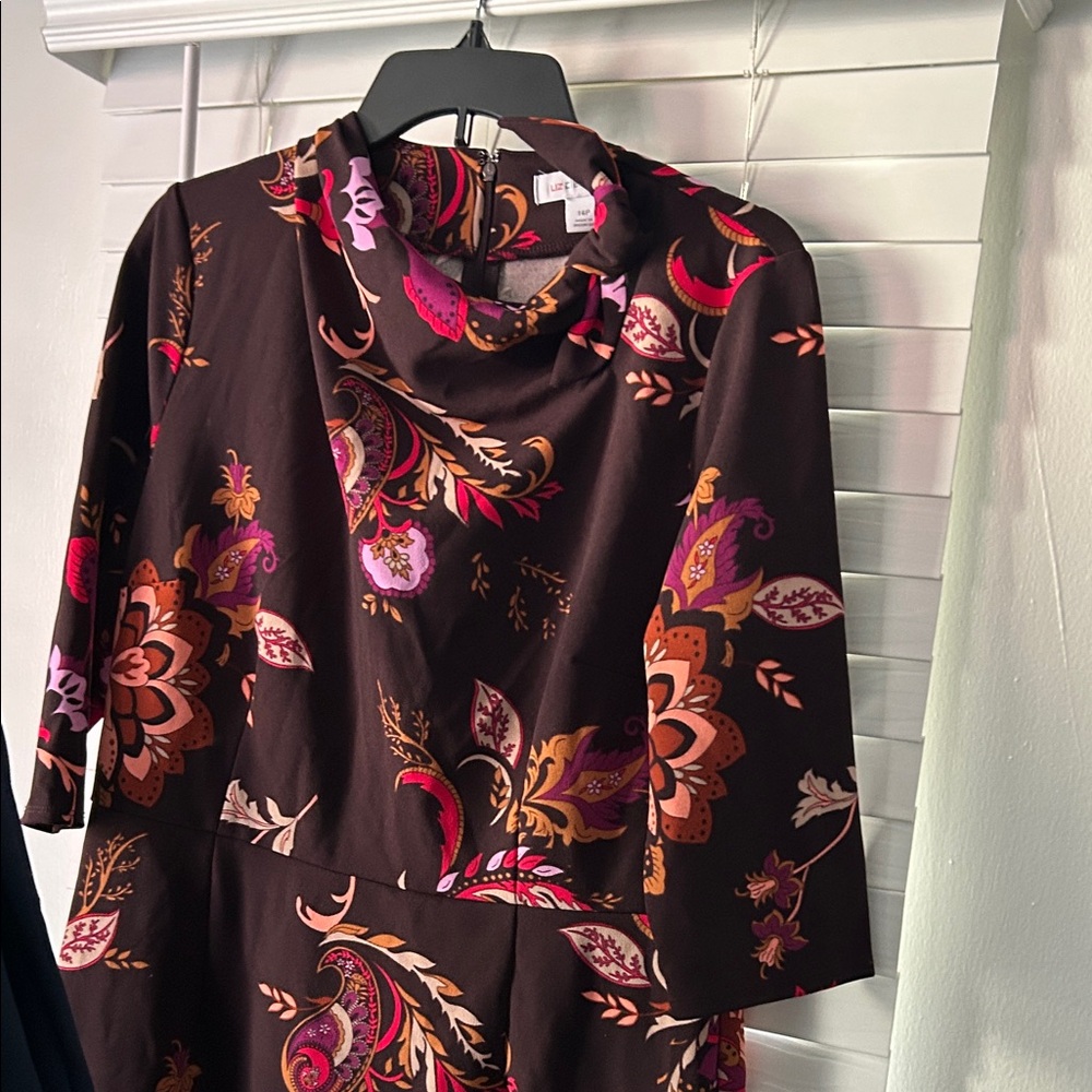 Liz Claiborne Multicolor Floral Dress.Size 14 P